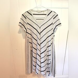 Soft Surroundings Black & Gray Striped Super Soft Size Small Midi Tunic Dress